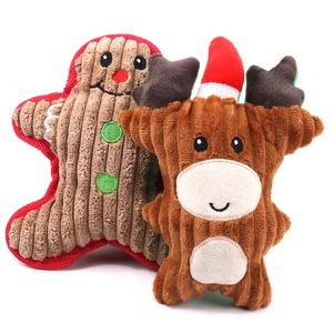 Yeni varış Santa ren geyiği gingerman adam şekli noel Pet interaktif ve hareket oyuncak köpek peluş Chew oyuncaklar BB gıcırtılı - Product Image 2