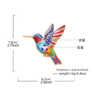 Broche en alliage plaqué motif drapeau national et colibri, pour la Fête de l'Indépendance et l'événement sportif de football, pour femme - Product Image 4