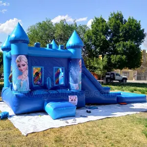 China Popular Backyard Castles Party Rentals Inflatable Bounce Jumping House Slide Combo Into Pool With Blower