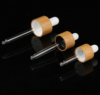 18/410 compte-gouttes en verre haut de pipette cercle de bambou naturel 18MM dessus de compte-gouttes noir à visser en bambou pour bouteilles d'huile essentielle