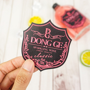 Tùy chỉnh in ấn sang trọng dày kết cấu bông giấy 3D Matt lá vàng dập nổi nhãn dán nhãn cho chai rượu vang - Product Image 4