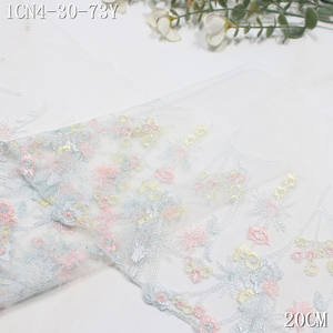 Garniture en <span class=keywords><strong>dentelle</strong></span> brodée en maille blanche avec fleurs colorées largeur 20cm <span class=keywords><strong>dentelle</strong></span> douce non extensible écologique pour vêtements de Lingerie - Product Image 4