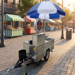 Mini Food Truck en Acier Inoxydable avec Plaque de Cuisson et Friteuse pour Hot-dogs, Snacks, Restauration Rapide et Glaces - Longue Distance - Product Image 3