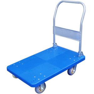 Durable Powder Coated Steel Frame Blue <b>Platform</b> <b>Trolley</b> 1200x800mm 4 Wheels Industrial Hand Cart - Product Image 6