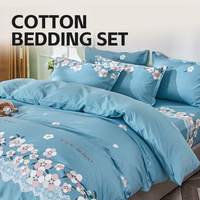 Vente en gros de draps de lit personnalisés en coton 100% - Ensemble de literie 4 pièces - Housse de couette - Taille King Size - Taille Queen Size - Taille Full - Super doux - Luxe