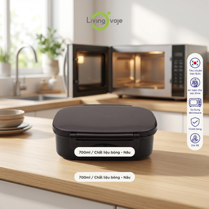 Boîte à lunch rectangulaire sans BPA, micro-ondable, grande capacité, style coréen, 700 ml, 2 compartiments, couvercle en plastique, finition noire brillante, SB TECH - Product Image 2
