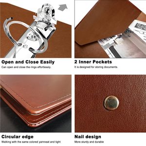 A4 Thư Kích Thước Xem Tùy Chỉnh Vải Lanh 1 Inch Tập Tin Tài Liệu Tổ Chức Thư Mục Da Danh Mục Đầu Tư 3 D Vòng Chất Kết Dính Với Slipcase - Product Image 5