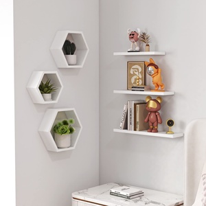 Étagères flottantes hexagonales en bois pour montage mural, pour <span class=keywords><strong>salle</strong></span> <span class=keywords><strong>de</strong></span> <span class=keywords><strong>bain</strong></span>, chambre, cuisine et livres, étagère décorative suspendue - Product Image 6