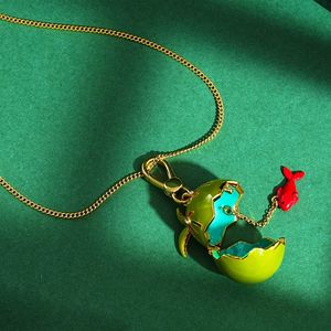 Pendentif boule de noix de <span class=keywords><strong>coco</strong></span> verte en émail 3D, collier poisson rouge ouvrable - Product Image 1
