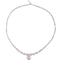 Collier pendentif en perles d'eau douce en gros, 6-13 mm, plaqué tungstène argenté, style luxe léger, bijoux pour femmes