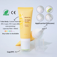 Tubes en plastique personnalisés colorés en gros pour cosmétiques, crème corporelle et lotion, 180 ml, avec bouchons à vis transparents et plusieurs têtes de massage corporel