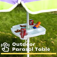 Pique-nique à la plage avec table de plage en plastique et parasol, compatible avec un poteau de parasol de 25 à 38 mm