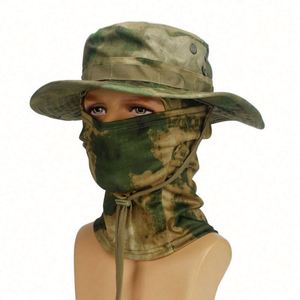 Wholesale Balaclava Man Climbing Camping Cap Outdoor Camouflage Fisherman <b>Hats</b> <b>With</b> <b>String</b> <b>Bucket</b> Fishing <b>Hat</b> <b>With</b> Mask - Product Image 4