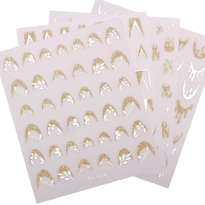 Hiny Glitter Français Lignes Ongles Autocollants Vagues Courbe <span class=keywords><strong>Argent</strong></span>/Or Rayures <span class=keywords><strong>Manucure</strong></span> Stickers <span class=keywords><strong>Manucure</strong></span> Français Ongles Ddecal Décoration - Product Image 4