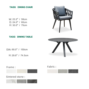 Juego de Mesa de Comedor de Jardín de Aluminio con Cuerda Tejida para Exteriores, Muebles de Patio para Restaurante, Mesa y Sillas de Bistro para Exteriores - Product Image 2