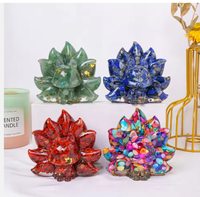 Statue de renard à neuf queues en cristal naturel et résine époxy, figurine de renard en améthyste et quartz rose pour la guérison, décoration Feng Shui et cadeau