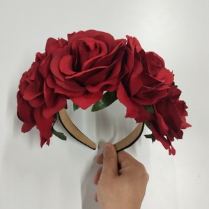 Diadema Floral para Fiesta <span class=keywords><strong>de</strong></span> <span class=keywords><strong>Halloween</strong></span>, Día <span class=keywords><strong>de</strong></span> <span class=keywords><strong>Muertos</strong></span>, Boda, Diadema Grande con Flores <span class=keywords><strong>de</strong></span> Rosa - Product Image 6