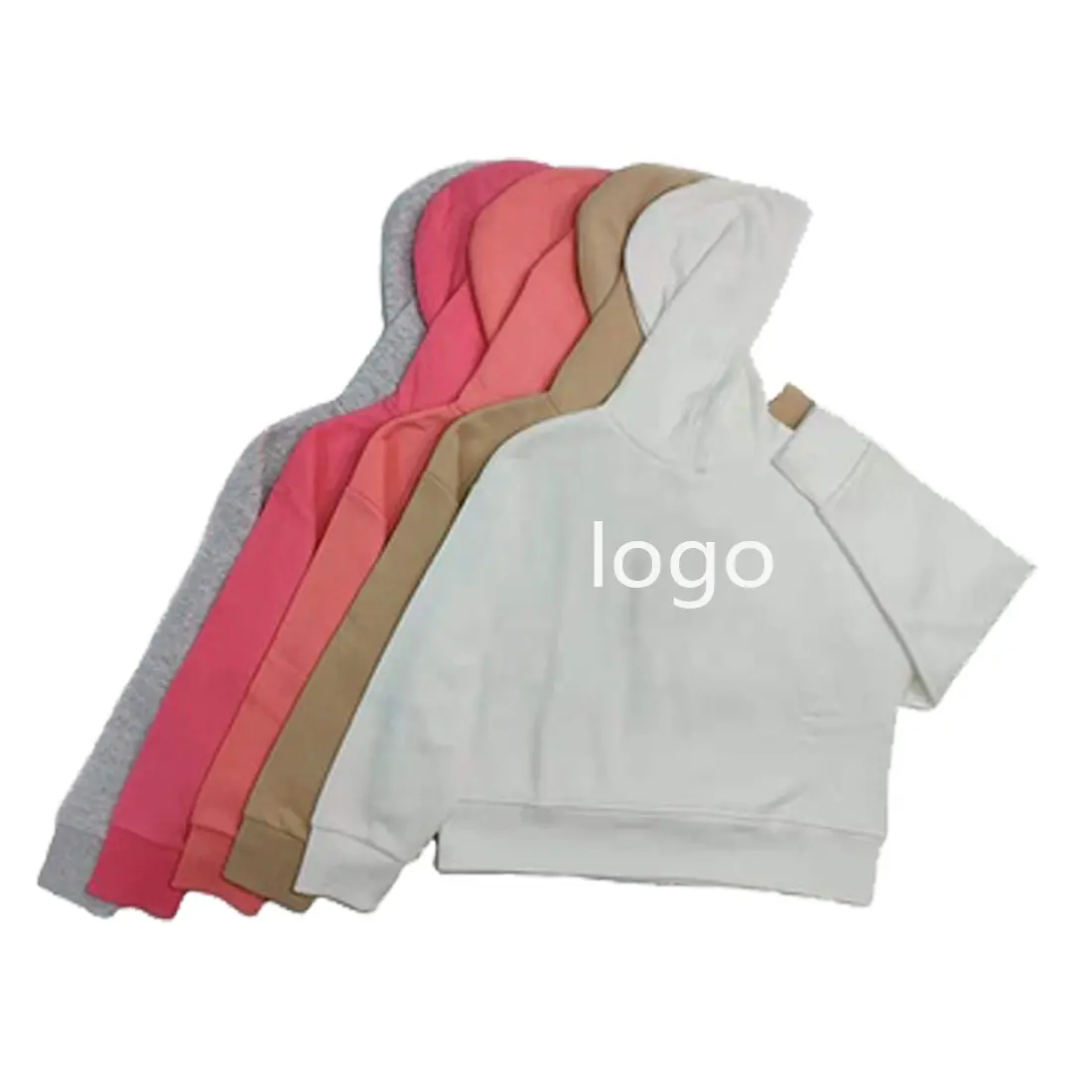 Cheap Wholesale Womens Colored Custom Logo Cropped Oversized Cotton Women's Hoodies