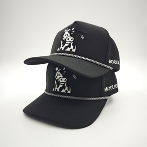 Casquettes de baseball ajustables professionnelles personnalisées à 5 panneaux pour adultes en polyester/coton structuré avec sangle en plastique motif léopard/à pois et étiquette tissée - Product Image 6