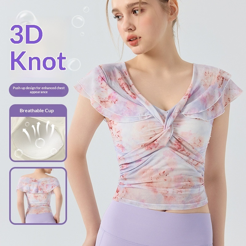 Stylish Printed Breathable Women Yoga Tank Top Sexy And Mature Yoga Wear Spandex/Nylon Fitness Wear Outerwear Sports