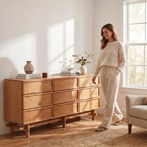 Comò e <span class=keywords><strong>fasciatoio</strong></span> moderno giapponese per cameretta, mobile in legno con cassetti, cassettiera laterale personalizzata - Product Image 6