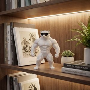 Divertida Figura de Oso Polar Musculoso Impresa en 3D, Estatua de Animal Musculoso con Gafas de Sol, Decoración de Gimnasio, Regalo Motivacional para Escritorio - Product Image 5