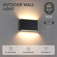Lampe murale LED 12W en gros pour l'extérieur, moderne, étanche IP65, diffuseur en polycarbonate pour éclairage haut/bas de jardin