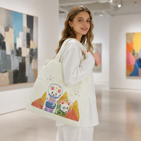 Sac fourre-tout en toile personnalisé - Design japonais tendance, fermeture ouverte, motif imprimé, portable, toutes saisons, usage quotidien, voyage