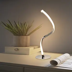 Aluminum Alloy Acrylic Dimmable Desk Touch Sensor Bedside Nightstand Lamps LED Table Lamp Spiral