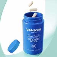 Bouteille cylindrique en verre bleu violet, flacons de suppléments, flacons rechargeables pour comprimés de calcium, boîte de présentation, pot à pilules en verre en gros