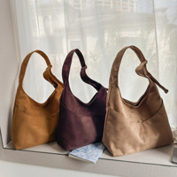 Sac à bandoulière vintage en daim mat pour femme, sac fourre-tout minimaliste multi-poches, grande capacité, sac à main de travail pour les trajets quotidiens, OEM