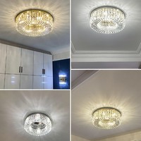 Plafonnier moderne de luxe en cristal or LED lustre encastré pour salle à manger et salon lampe simple pour hôtel usage domestique