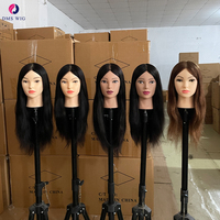 Tête d'entraînement féminine avec cheveux naturels pour la pratique de la coiffure et de la cosmétologie, 51 cm, tête de mannequin pour salon de coiffure DMS