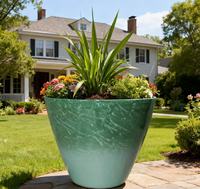 Pot de fleurs conique en plastique PP texturé marbré dégradé, durable et brillant, avec drainage, pour la décoration intérieure et extérieure de la maison et du jardin