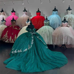 ชุดราตรีงาน Quinceanera รุ่น LY-QD0012 สำหรับเด็กหญิงอายุ 15 ปี ชุดเดรสลูกไม้เจ้าหญิงประดับลูกปัด แบบเปิดไหล่ กระโปรงหลากสี ชุดออกงานพรอม - Product Image 2