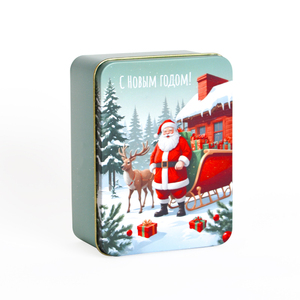 Contenedor de metal de lata de Navidad <span class=keywords><strong>rectangular</strong></span> personalizable con tapa de diseño de lujo clásico para embalaje de calcetines durante la temporada de vacaciones - Product Image 3