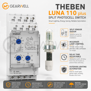 Interrupteur crépusculaire numérique Theben <span class=keywords><strong>LUNA</strong></span> 110 Plus EL sur rail DIN pour l'automatisation de l'éclairage extérieur - Product Image 2
