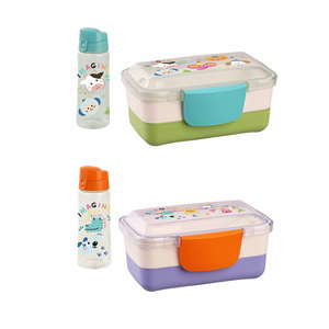 Portable Lunchbox And Water Bottle <b>Set</b> Double Layer Sealed Plastic With Fruit Compartments <b>Microwaveable</b> For Kids Picnic - Product Image 5