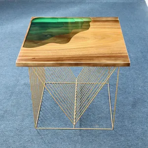 Nova europa originalidade desenha resina epóxi madeira sólida mesa de café quadrado