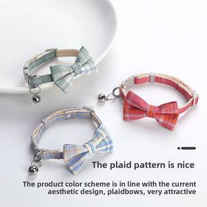 <span class=keywords><strong>Collar</strong></span> para Gato con Diseño de Dibujos Animados, Suave, con Cascabel y Lazo, <span class=keywords><strong>Collar</strong></span> de Seguridad con Lazo y Cascabel, Adorable <span class=keywords><strong>Collar</strong></span> para Perro con Estampado a Cuadros - Product Image 1