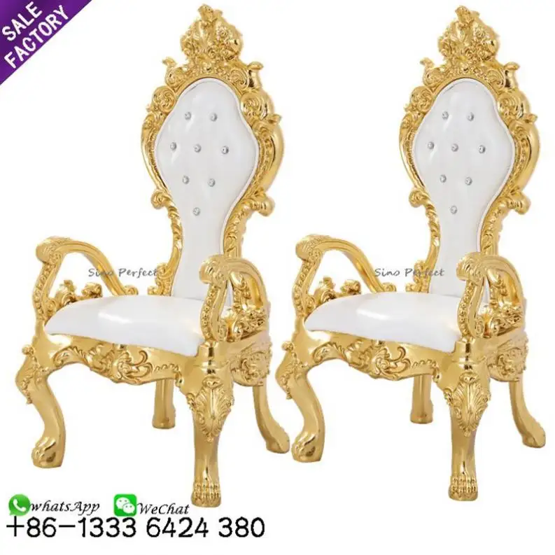 Wholesale High Back Antique Pedicure Royal Throne Chairs Luxury Wedding King For Party