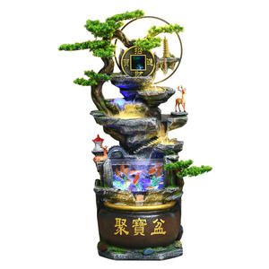 盆栽松の木と水槽の床を備えたCHENYISHI風水噴水-立っている装飾は繁栄と静けさをもたらします - Product Image 1