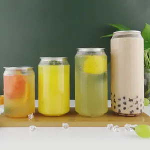 Fornecedores honestos suco de 330ml 375ml 500ml PET claro pode com extremidade aberta fácil bebida de plástico pode