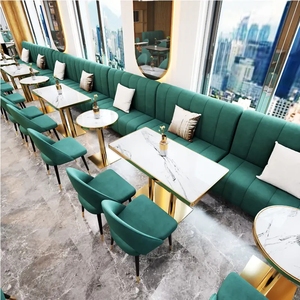 Juego de Muebles Modernos y Ecológicos para Restaurante o Bar, Asientos de Cuero Verde y Terciopelo, Mesa de Café, Uso Comercial en Centros Comerciales - Product Image 3