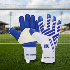 Gants de gardien de but de football à forte adhérence, paume en latex antidérapante, matériau en cuir, protection des doigts - Product Image 2
