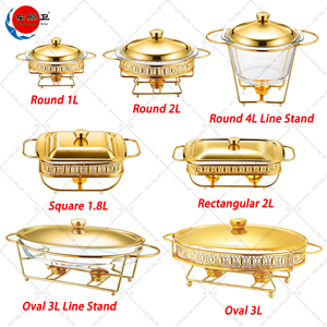 Chất lượng cao thép không gỉ chafing món ăn tự chọn kính tự chọn chafing món ăn thực phẩm ấm hơn vàng cho tiệc cưới - Product Image 3
