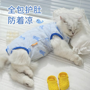 Protecteur de ventre pour chat, imprimé baleine bleue, respirant, pour chatons, chats Ragdoll, couverture complète, protection contre le froid, été - Product Image 1
