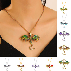 Collar con Colgante de Dragón de Fábrica con 21 Años de Experiencia, Joyería Gótica de Fantasía con Esmalte y Cristal - Product Image 1