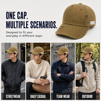 Casquette de baseball vintage en coton délavé non structurée à 6 panneaux, avec logo tissé personnalisé et visière incurvée, style « Dad Hat » de luxe en gros