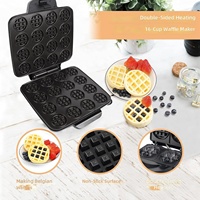 Gaufrier mini 16 trous de qualité supérieure, machine en plastique antiadhésive à chauffage rapide 600W pour la préparation de gaufres, de collations et de desserts maison